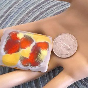 Mid-Century Abstract Enameled Glazed Porcelain Pin